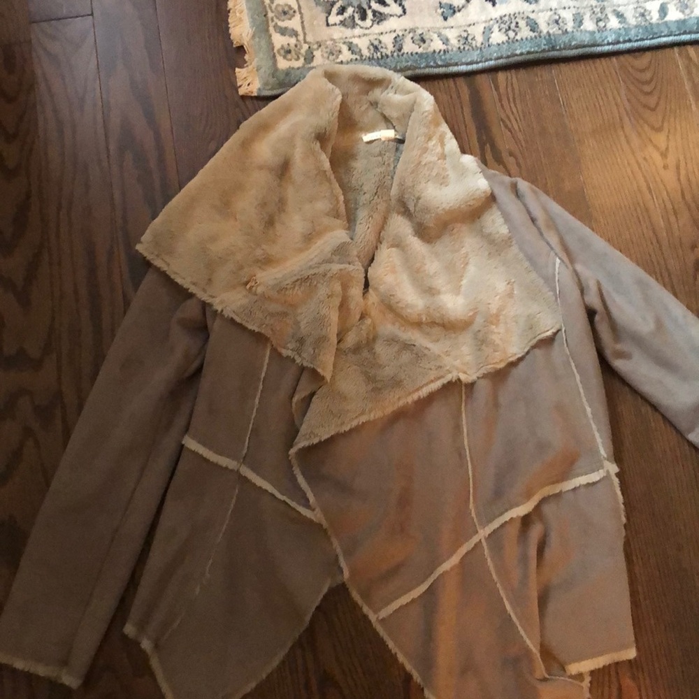 LOVESTITCH small Sherpa and suede jacket
